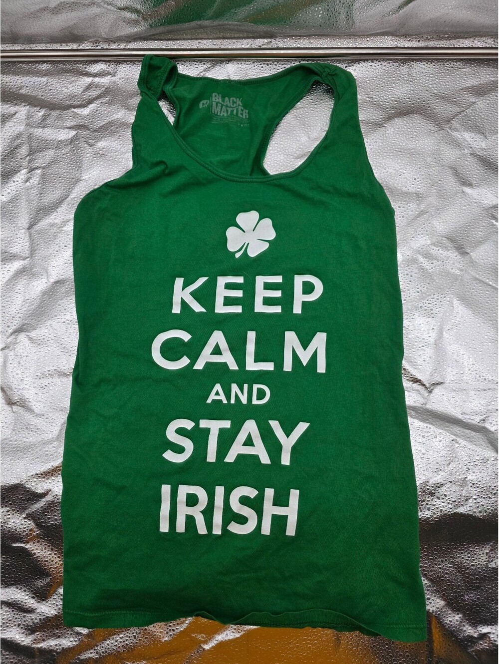 Black Matter Green 'Keep Calm and Stay Irish' Racerback Tank Top Medium